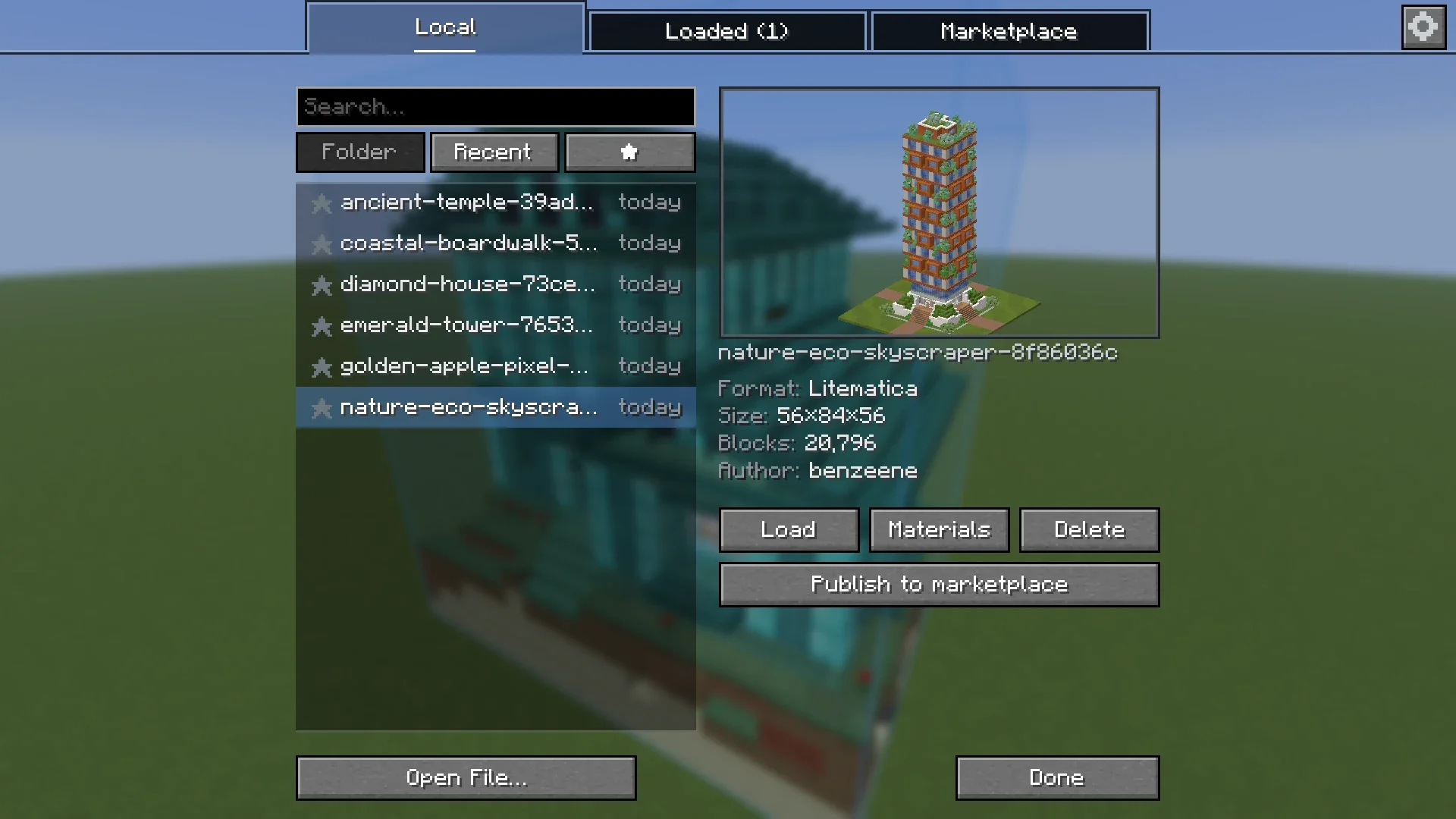 The Local tab with a list of files and a 3D preview