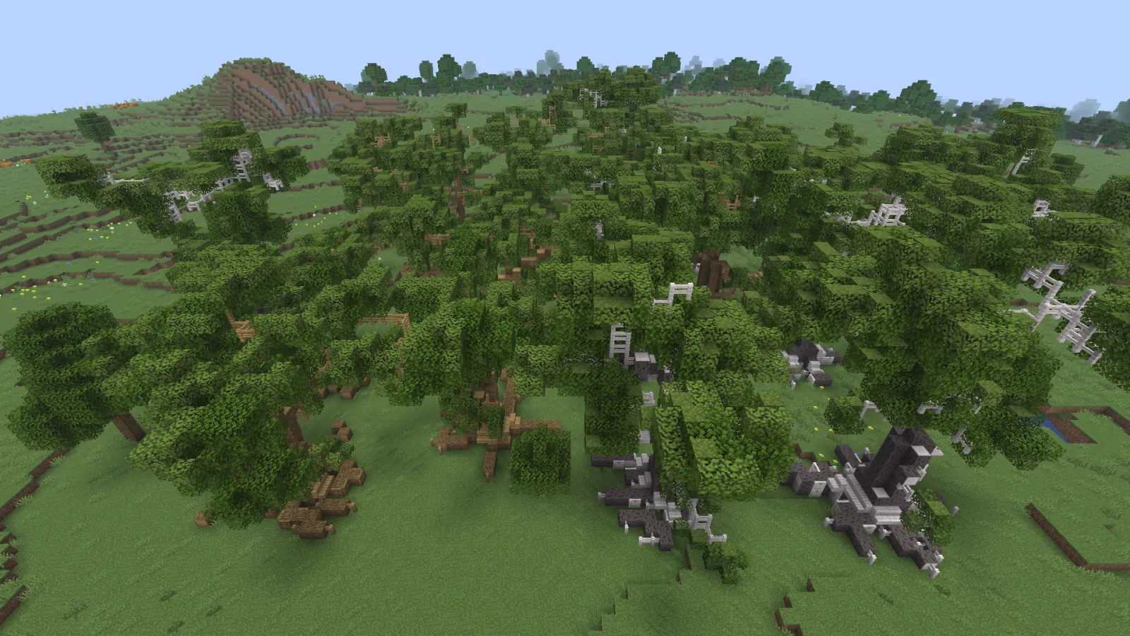 The same plains before and after painting a wood of oak and beech with birch and hazel